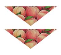 Cute Cartoon Fruit Peach Pink Dog Grooming Bandanas Bulk Unique Shape Adjustable Fit Scarf Handkerchief Cute Pet Holiday Accessories Decor for Dogs Cats 2 Pack