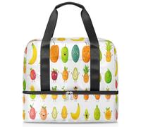 Cute Cartoon Fruits Sports Duffle Bag for Women Men Kirls Boys Girls 21 L Weekend Overnight Bags Wet Seperated Tote Bag for Travel Gym Yoga