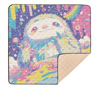 Cute Cartoon Funny Colorful Sloth Soft Thick Foldable Baby Play mat for Floor Comfortable Foldable Padded Baby Mat for Babies Infants Toddlers, 50'' x 50''tapete Piano para Bebes