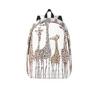 Cute Cartoon Funny Giraffes Canvas Backpack Travel Laptop Bag, Anti-Water And Ergonomic Straps For Business Work For College, Black, M