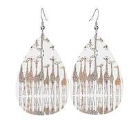 Cute Cartoon Funny Giraffes Leather Earrings For Women Dangle, Piercing Teardrop Earrings Lightweight Jewelry Gifts For Women Girls