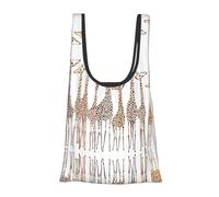 Cute Cartoon Funny Giraffes Print Foldable Reusable Grocery Bag Lightweight Shopping Tote for Groceries Travel Beach Eco-Friendly Compact Adventure Tote