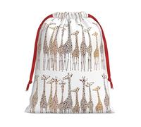 Cute Cartoon Funny Giraffes Print Present Bag, Reusable Organizer For Holiday Celebrations, Xmas Party Favors