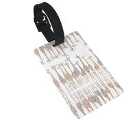 Cute Cartoon Funny Giraffes Printed Luggage Tags with Wrist Strap,Name Id Label for Suitcase,Airplane Travel Essentials