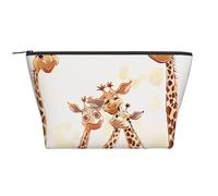 Cute Cartoon Funny Giraffes Printed Travel Makeup Bag Trapeze Cosmetic Bag Makeup Case Toiletry Bag Organiser for Women