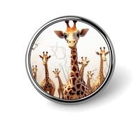 Cute Cartoon Funny Giraffes Round Badge Personalized Metal Lapel Pin Badges Fit Clothing Bags Hat Humorous Printed Brooch Badge Party Decorations Accessories for Men Women
