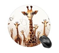 Cute Cartoon Funny Giraffes Round Mouse Pad 7.8 Inch, Portable Gaming Mouse Mat with Non-Slip Rubber Base & Smooth Surface, Waterproof Mousepad for PC, Laptop, Computer, Office, Home