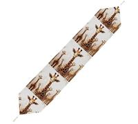 Cute Cartoon Funny Giraffes Table Runner for Dining Table, Short Plush Runners Washable & Durable Tablerunner Modern Home Decor for Wedding, Kitchen, Holiday 200*33cm