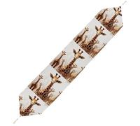 Cute Cartoon Funny Giraffes Table Runner for Dining Table, Short Plush Runners Washable & Durable Tablerunner Modern Home Decor for Wedding, Kitchen, Holiday 229*33cm
