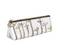 Cute Cartoon Funny Giraffes Triangle Leather Case Multi Functional Cosmetic Bag Portable Makeup and Stationery Storage Bag , White, One Size, Lightweight