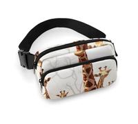 Cute Cartoon Funny Giraffes Waist Bag Fashion Fanny Bag with Adjustable Strap for Outdoor Workout Cycling Unisex, white, 20x13cm, Waist Bag