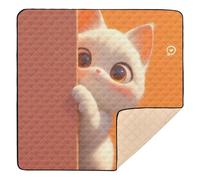 Cute Cartoon Furry Cat Peekaboo Soft Thick Baby Playmat for Indoor Outdoor Water Resistant Baby Play Tummy Time Mat for Babies Infants Toddlers, 50'' x 50''