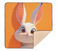Cute Cartoon Furry Rabbit Peekaboo Large Sturdy Baby Playmat for Indoor Outdoor Lightweight Tummy Time Activity Mat for Babies Infants Toddlers, 50'' x 50''