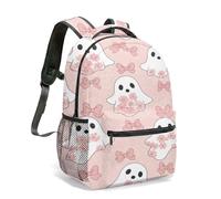 Cute Cartoon Ghost Rucksack with Purple Bows, 42 cm All-Over Print Backpack for School Kids Girls Travel (04)