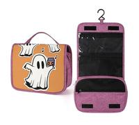 Cute Cartoon Ghosts Dancing Minimal Travel Toiletry Bag for Women,Hanging Makeup Organizer with Hook for Shampoo
