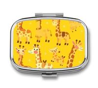 Cute Cartoon Giraffe Pill Case Box with 2 Compartment Medicine Vitamin Organizer for Purse Pocket 5.5x4cm