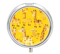 Cute Cartoon Giraffe Pill Case Box with 3 Compartment Medicine Vitamin Organizer for Purse Pocket 5x5cm