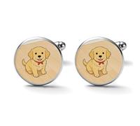 Cute Cartoon Golden Retriever Alloy Cufflinks for Men 17mm 20mm Shirt Cuff Links for Wedding Business Formal Dress Father's Day Birthday Gift for Him