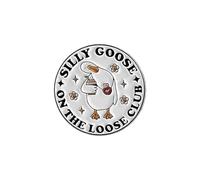 Cute Cartoon Goose Brooch Funny Silly Goose Enamel Lapel Pin Humor Lapel Badges Bags Jackets Hats Accessories for Women Men, S, Zinc, no gemstone