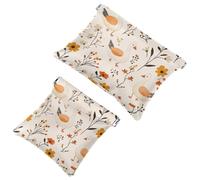 Cute Cartoon Goose Vintage Meadow Flowers Pocket Cosmetic Bag, Waterproof Squeeze Makeup Bag No Zipper Self-Closing, Portable Mini Travel Storage for Headphones Jewelry
