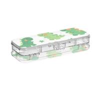 Cute Cartoon Green Dinosaur Designed Clear Pencils Box Double Deck Pens Casransparent Hard For School With Lid