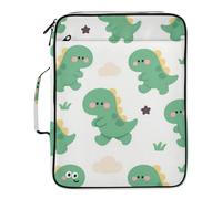 Cute Cartoon Green Dinosaur Expandable Folder with Dividers 7 Pockets A4 Letter Size with Zipper Closure for Office Paper File Organizer carpeta de