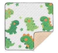 Cute Cartoon Green Dinosaur Large Non-Slip Thick Play mat for Baby for Floor Cozy Breathable Foldable Baby Kick Crawling Mat for Baby Kids Toddlers Infants, 50'' x 50''tapete para juegos de