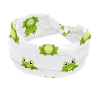 Cute Cartoon Green Frogs Wide Headbands for Women Non Slip Turban Headband Elastic Hair Bands Yoga Hairband Sweat Sports Workout Headwrap