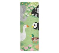 Cute Cartoon Green Zoo non toxic yoga mat chemical free for women printed, non slip, yoga non slip towel and bag tapete para ejercicio 71x26 inches