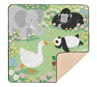 Cute Cartoon Green Zoo Soft Thick Baby Gym & Activity Mat for Indoor Outdoor Non-Toxic Activity Entertainment Mat for Baby Toddler Infant, 50'' x 50''