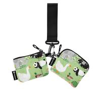 Cute Cartoon Green Zoo Women's Coin Pouches Card Holder Thin Flat Credit Card Wallet Case with Zipper Coin Pocket for Ladies 2 Pcs tarjeteros para Mujer