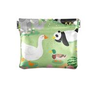 Cute Cartoon Green Zoo Women's Leather Coin Purse Wallet Cute Makeup Bag Change Purse for Men Women Travel