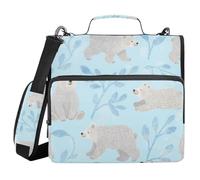 Cute Cartoon Grey Bears 3 Rings 1.5 inch School Zipper Binder with Strap Laege Capacity Document Organizer Bag for School/Office