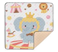 Cute Cartoon Grey Circus Elephants Large Non-Slip Baby Gym & Activity Mat for Floor Non-Toxic Tummy Time Mat for Baby Kids Toddlers Infants, 50'' x 50''