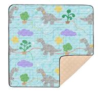 Cute Cartoon Grey Dinosaur Soft Thick Thick Play mat for Baby for Indoor Outdoor Waterproof Foldable Baby Kick Crawling Mat for Baby Toddler Infant, 50'' x 50''alfombrillas para Bebes jugar
