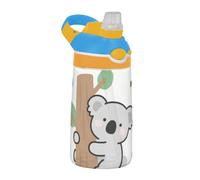 Cute Cartoon Grey Koala Sports Water Bottles with Lid Handle Leak Proof Reusable Water Bottle for Bike Running Sports Travel Gym Botella de agua termica