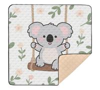 Cute Cartoon Grey Swing Koala Large Non-Slip Baby Play Mat for Floor 1-Piecing Foldable Baby Tummy time Play mat for Baby Toddler Infant, 50'' x 50''tapete de gimnasio para