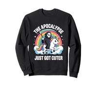 Cute Cartoon Grim Reaper Riding Rainbow Unicorn Sweatshirt