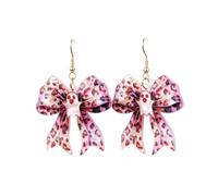 Cute Cartoon Halloween Ghost Bowknot Dangle Earrings Handmade Acrylic Leopard Print Ghost Bow Statement Earrings for Women Halloween Spooky Holiday Party Costume Jewelry Gifts, Resin, No Gemstone