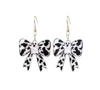 Cute Cartoon Halloween Ghost Bowknot Dangle Earrings Handmade Acrylic Leopard Print Ghost Bow Statement Earrings for Women Halloween Spooky Holiday Party Costume Jewelry Gifts, M, Acrylic, No Gemstone