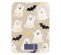 Cute Cartoon Halloween White Ghosts LCD Display mini Food Scale Travel 11lb/0.18oz, 5kg/5g Digital Kitchen Scale with 4 Unit for Cooking Cooking Spices (Batteries not Included)