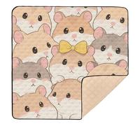 Cute Cartoon Hamster Large Non-Slip Thick Play mat for Baby for Indoor Outdoor One-Piecing Foldable Travel Play Mat for Babies Infants Toddlers, 50'' x 50''