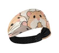 Cute Cartoon Hamster Non-Slip sweat wicking headband women Stretchy wide head bands for women's hair for Gym Gym Athletic Sports basketball