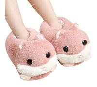 Cute Cartoon Hamster Plush Slippers Warm Winter House Slipper Shoes | Cozy Indoor Footwear with Fun 3D Animal Design | Fluffy Cotton Material, Soft Anti-Slip Sole, Adorable Home Wear for Adults and Te