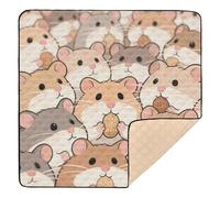 Cute Cartoon Hamster Soft Thick Baby Playmat for Floor Comfortable Tummy Time Activity Mat for Babies Infants Toddlers, 50'' x 50''
