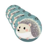 Cute Cartoon Hedgehog 4 Pcs Car Air Freshener Lavender Hanging Scented Cards Automotive Scented Hanging Sheets Round Shape For Car Home Office Closet Bathroom