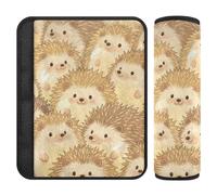 Cute Cartoon Hedgehog Beige 2 pcs Seatbelt Shoulder Strap Cushion Release Stress to Your Neck and Shoulders for Van Protector para cinturón de carro