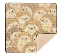 Cute Cartoon Hedgehog Beige Large Non-Slip Baby Play Mat for Floor Cozy Breathable Kicking Mat for Baby Toddler Infant, 50'' x 50''