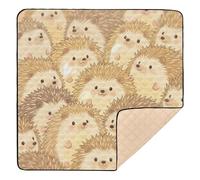 Cute Cartoon Hedgehog Beige Large Sturdy Baby Girl Play mat for Floor Water Resistant Foldable Tummy Time & Crawling Mat for Baby Kids Toddlers Infants, 50'' x 50''