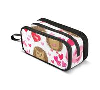 Cute Cartoon Hedgehog Heart Balloon Pencil Case Zipper Pencils Pouch Classroom Pen Bag Boys Colors Art Pencil Bags Storage Kids Stationery Back to School Supply 8.86x3.54x4.33in